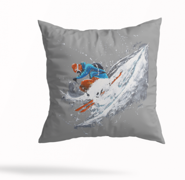 Coussin skieur fond clair