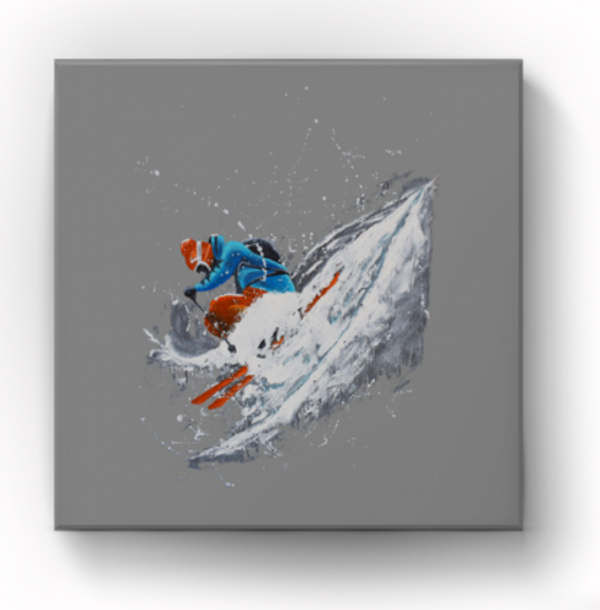 Tableau skieur fond clair