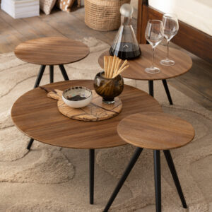 S/4 TABLES ROND TECK RECY NAT (30X30X45CM) – Image 3