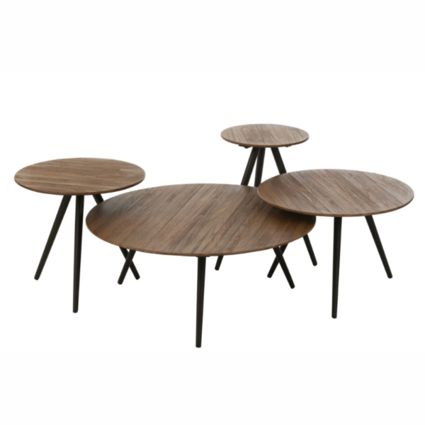 S/4 TABLES ROND TECK RECY NAT (30X30X45CM)