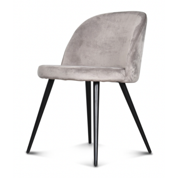 CHAISE VELOURS TAUPE PIEDS NOIRS L50-P56-H77CM