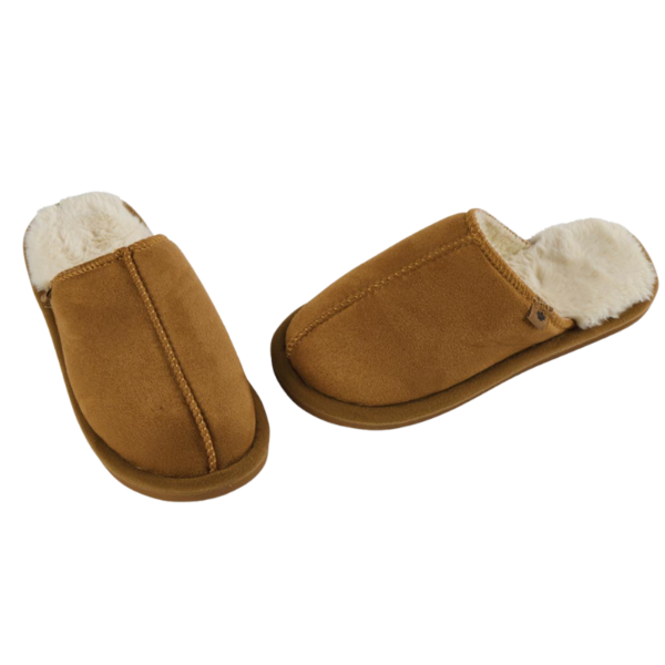 Chausson fausse fourrure camel