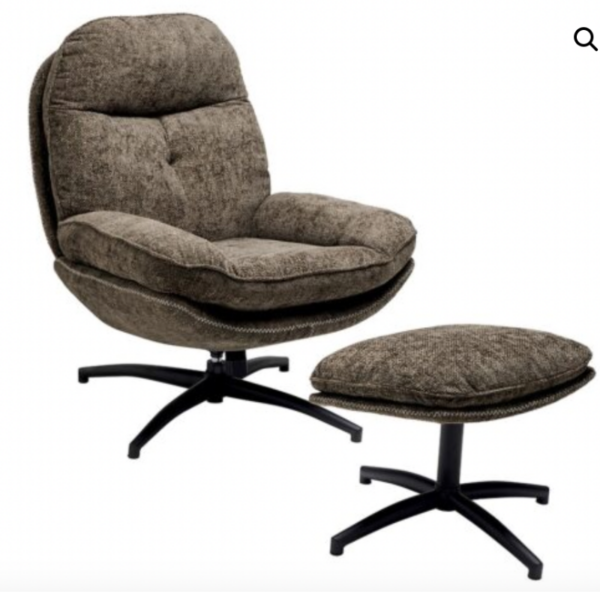 FAUTEUIL PIVOTANT + REPOSE PIED TAUPE