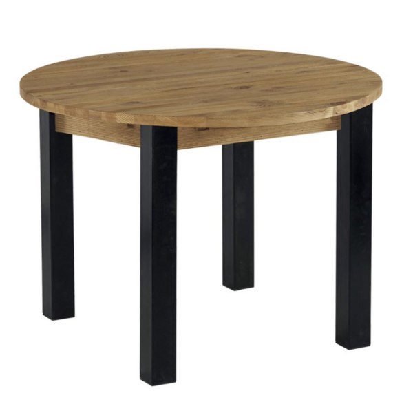 Table ronde extensible en pin massif brossé (110-150cm)