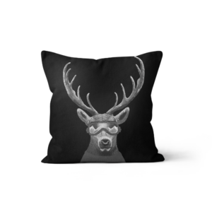 Coussin Velours Cerf Lunettes B&W