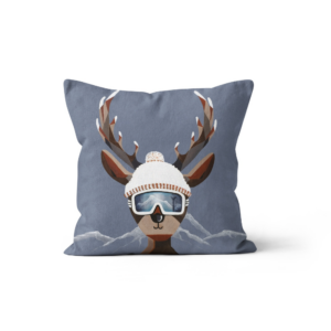 Coussin Velours Cerf La Clusaz