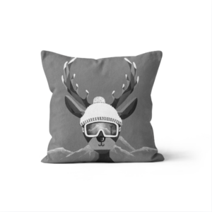 Coussin Velours Cerf La Clusaz B&W