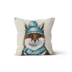 Coussin Velours Renard Hiver