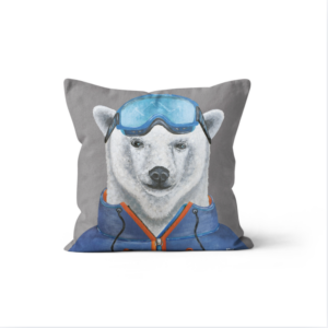 Coussin Velours Ours Lunettes