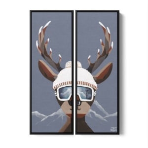 Toile Caisse Américaine Noir Cerf La Clusaz x 2