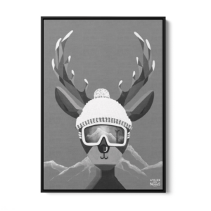 Toile Caisse Américaine Noir Cerf La Clusaz B&W