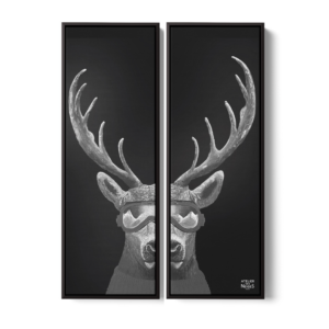 Toile Caisse Américaine Noir Duo Cerf Lunettes B&W