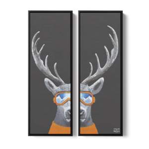 Toile Caisse Américaine Noir Duo Cerf Lunettes Gris Foncé
