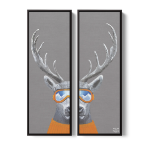 Toile Caisse Américaine Noir Duo Cerf Lunettes Gris Clair
