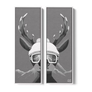 Toile Caisse Américaine Blanc Duo Cerf La Clusaz B&W