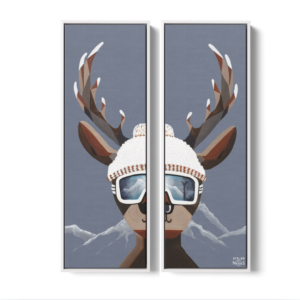 Toile Caisse Américaine Blanc Duo Cerf La Clusaz