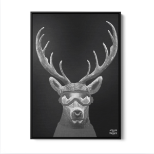 Toile Caisse Américaine Noir Cerf Lunettes B&W