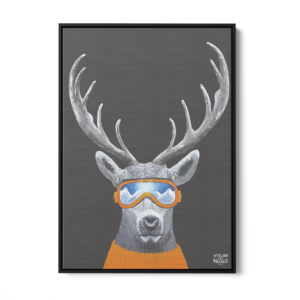 Toile Caisse Américaine Noir Cerf Lunettes Gris Foncé