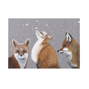 Toile Velours Triptyque Renard Neige