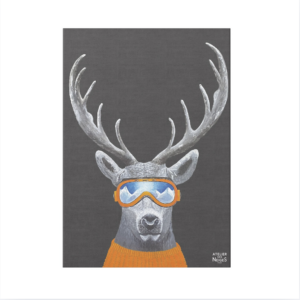 Toile Velours Cerf Lunette Gris Foncé