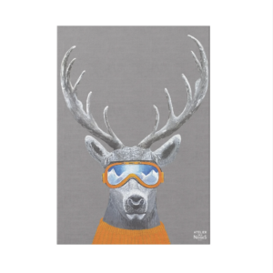 Toile Velours Cerf Lunette Gris Clair
