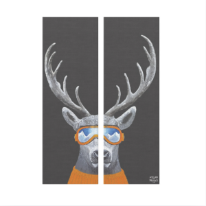 Toile Velours Duo Cerf Lunettes Gris Clair