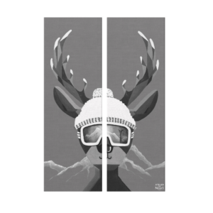 Toile Velours Duo Cerf La Clusaz B&W